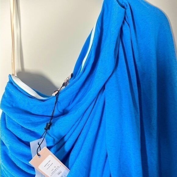 BCBGENERATION One Long Sleeve Bodycon Mini Dress Neck Shirred Bodice azure New4 - Picture 7 of 9